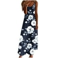 thumbnail image 2 of Summer Dresses for Women Spaghetti Strap V Neck Floral Boho Dress Loose Maxi Dress Slip for Beach Holiday Casual Sundress, 2 of 5