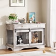 thumbnail image 1 of 47" Furniture Style Dog Crate with 2 Storage Drawers - Triple Door Design with Removable Divider for Large, Medium & Small Dogs, Grey, 1 of 7