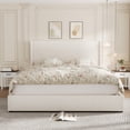 thumbnail image 3 of King Size Corduroy Upholstered Platform Bed Frame with Storage Drawers - Wingback Design with Tufted Headboard & Footboard, No Box Spring Needed - Beige, 3 of 8
