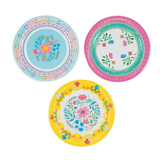 80-Pack Vintage-Style Floral Paper Plates, 9 Inch for Tea Party