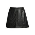thumbnail image 6 of No Boundaries Juniors' High Rise A-line Paneled Faux Leather Skirt, 6 of 6