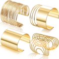 thumbnail image 1 of 4-piece set of cuff bracelets, women's open wide line bracelets, gold wrist cuff wrap bracelet, 1 of 5