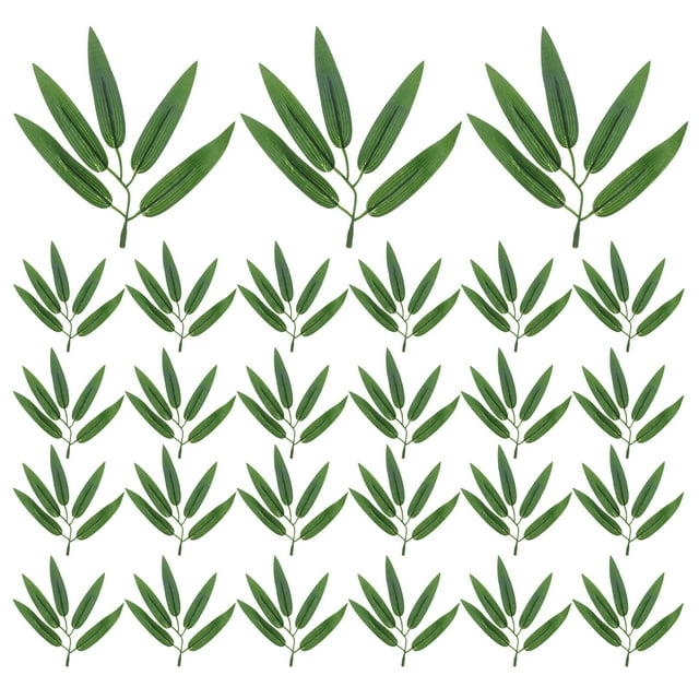 100 hojas de bambú simuladas, ramas de bambú, adorno decorativo para el hogar.