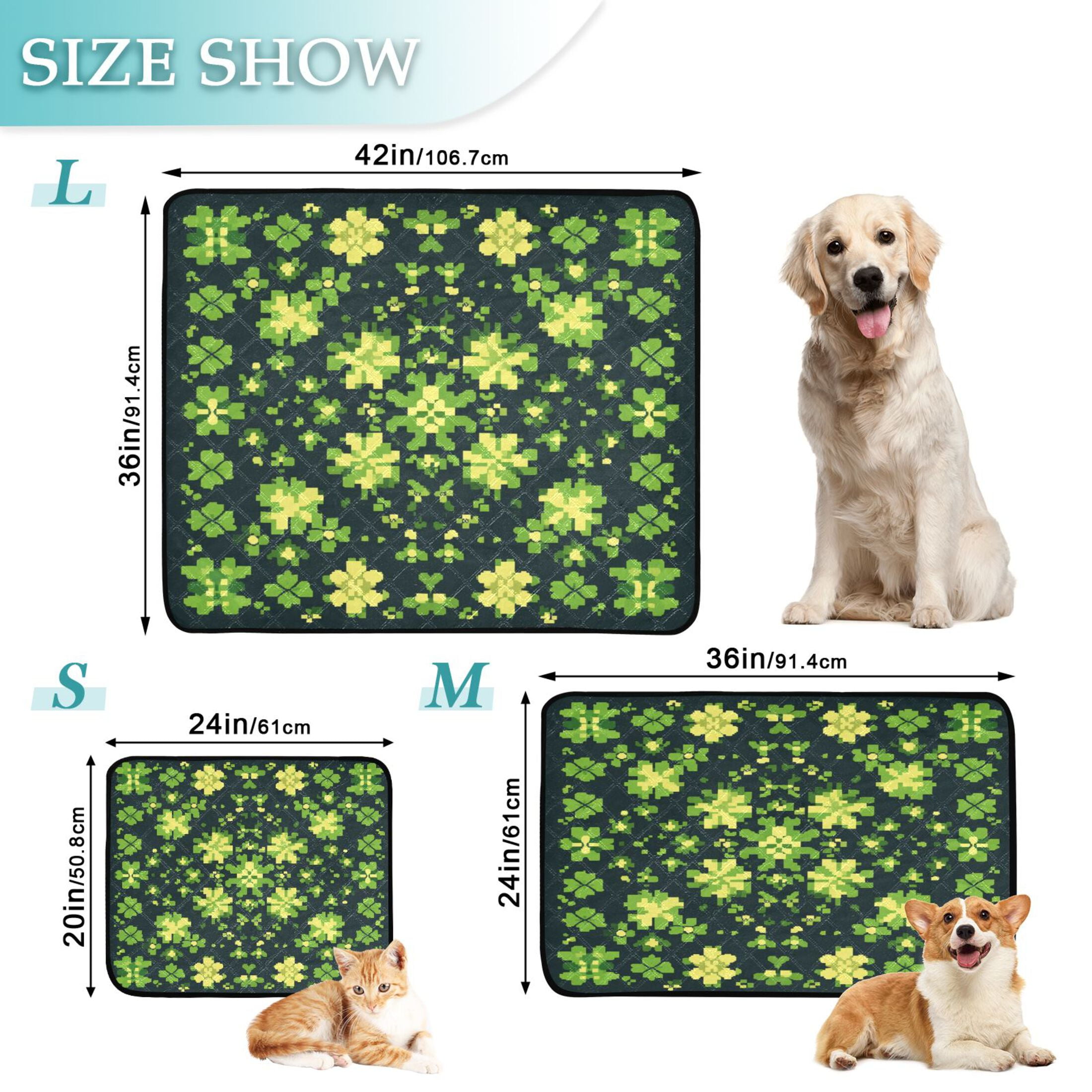 Qxltty St Patricks Vintage Clover Cat litter Pads Pet Set of 2 Diaper Mats Center Anti-leakage Layer Absorbent Soft and Comfortable