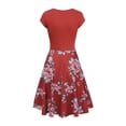 thumbnail image 3 of JINMGG 2024 Summer Clearance Dresses under $10.00 Women's Summer Casual Floral Print Casual Short Sleeve V-Neck Loose Dress, 3 of 3