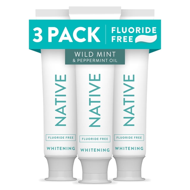 Pasta dental Native sin flúor blanqueadora Wild Mint, paquete de 3