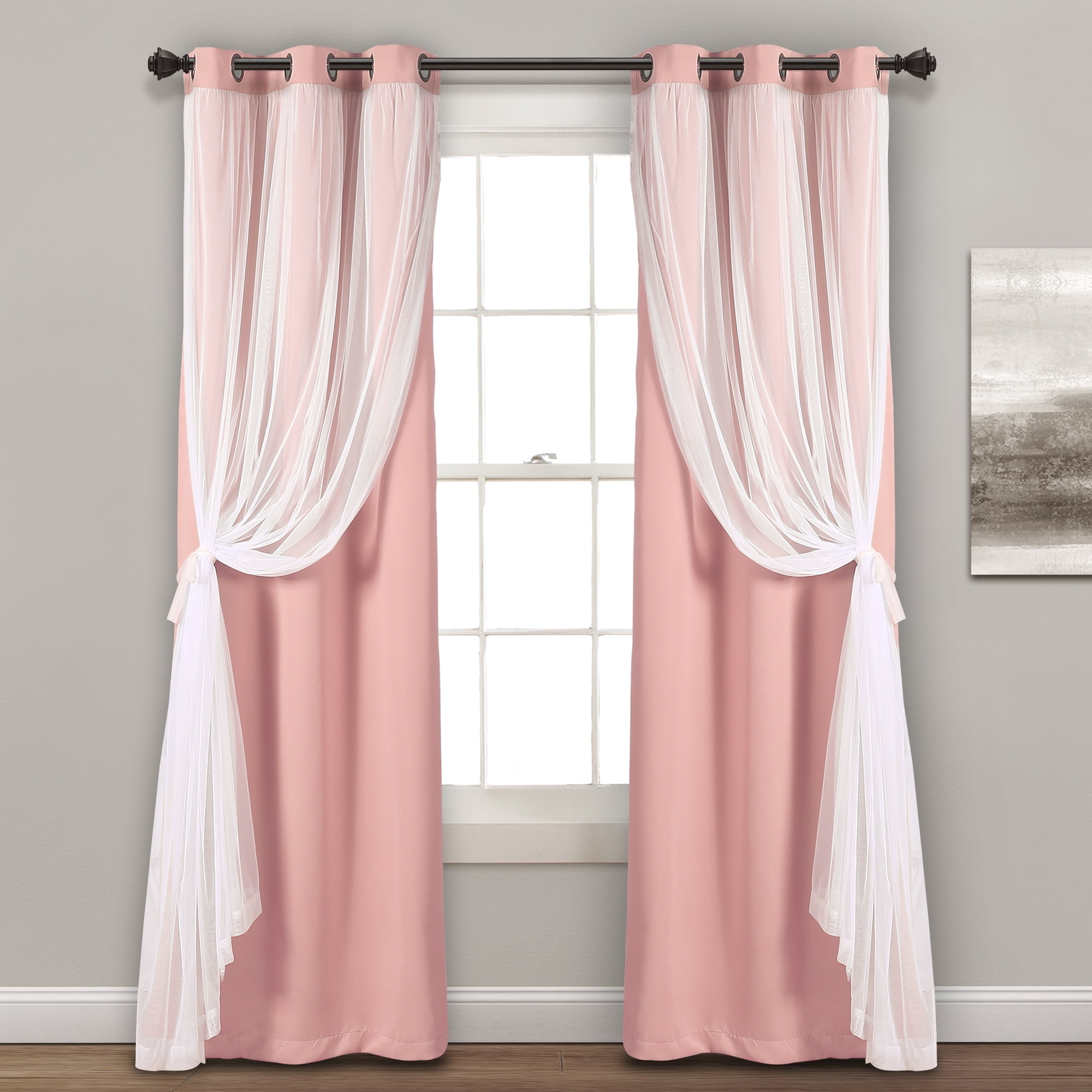 Lush Decor Grommet Sheer Window Curtain Panels With Insulated Blackout ...