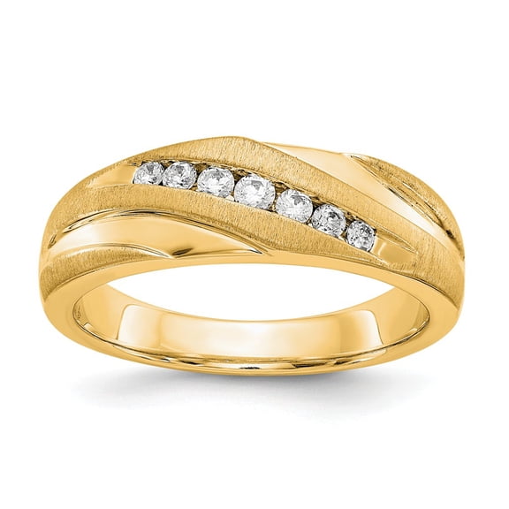 14K Yellow Gold Ring Band Men's Diamond Lab Grown Round