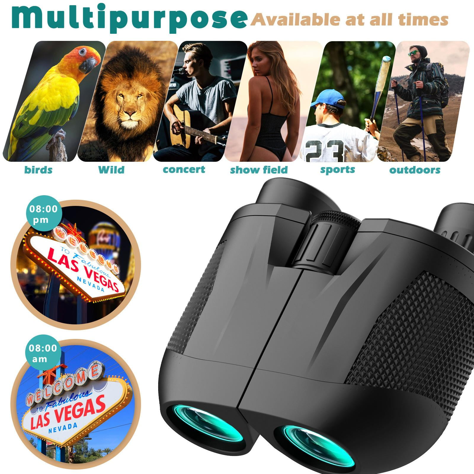 Adjustable Focus 10x25 Binoculars Twistable Eye Mask for Comfortable Viewing for Adults Kids