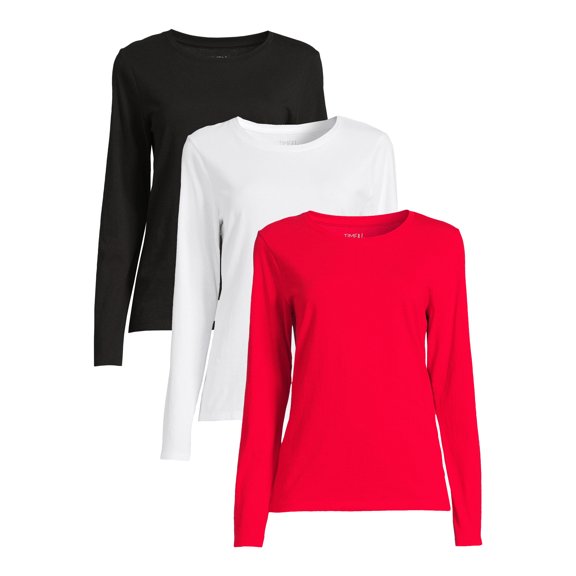Time and Tru Women's Long Sleeve T-Shirt (3 Pack)