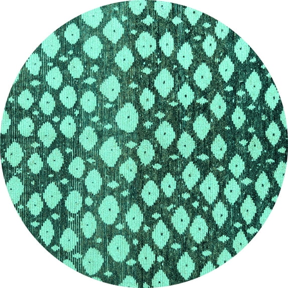 Ahgly Company Indoor Round Abstract Turquoise Blue Modern Area Rugs, 7' Round