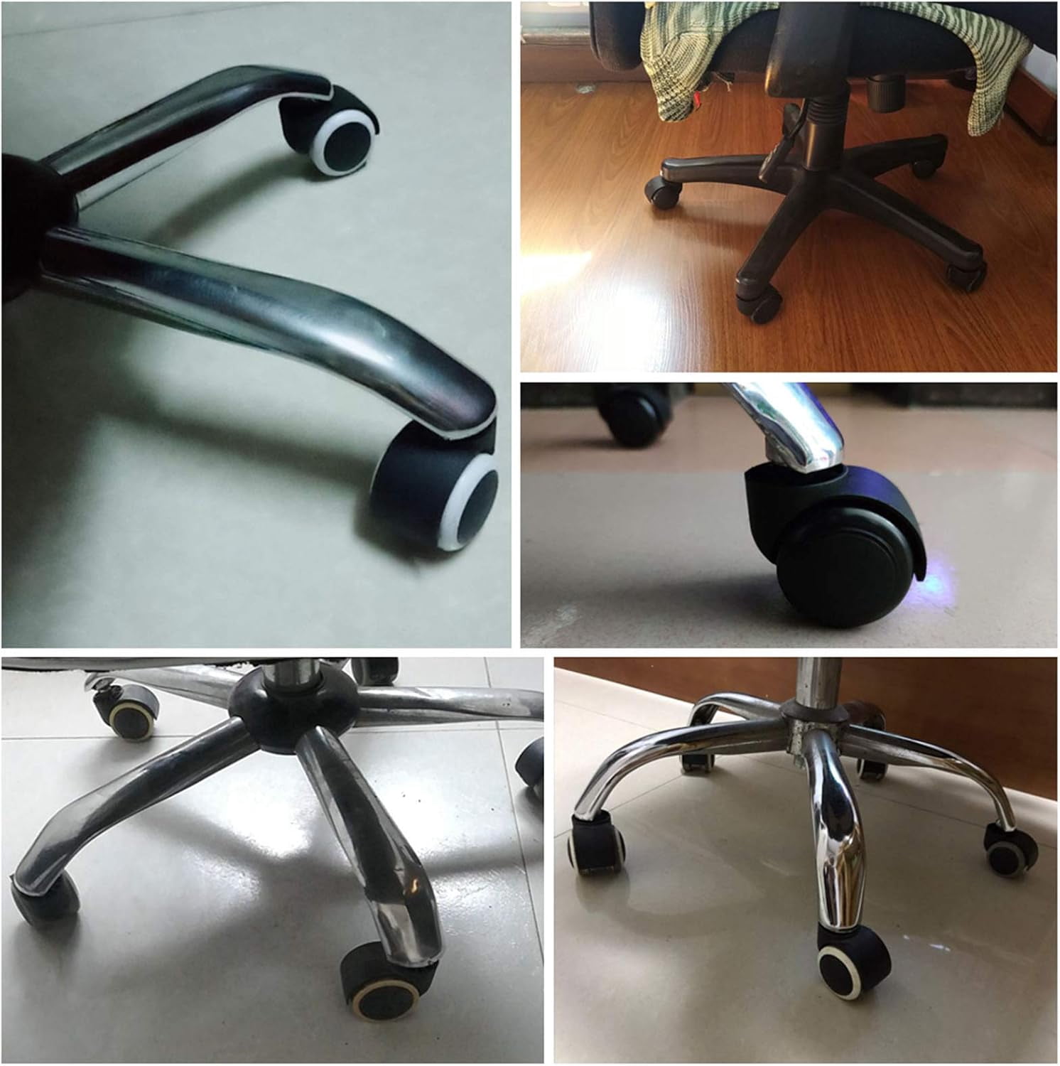 Gamvdout Plate Casters Office Chair Casters Universal Swivel Furniture Casters Crib Casters Silent Replacement Wheels 5 Pcs