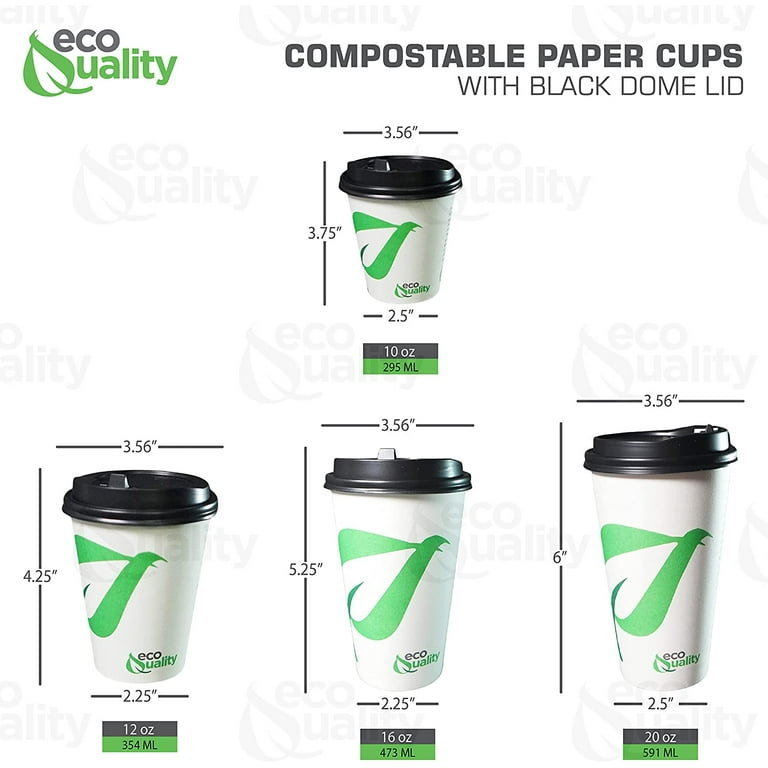 150 Pack 20 oz Compostable Paper Cups with Dome Lids - Biodegradable, PLA  Lined for Hot/Cold Drinks - Walmart.com