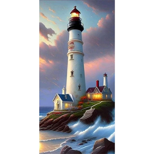 Resina Con Paisaje Faro Costero Diamante Hugtrwg 40*80CM