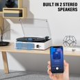 thumbnail image 6 of Vinyl Record Player with 2 Stereo Speakers Belt-Driven Vintage Turntables 3 Speed 3 Size Wireless Bluetooth Playback AUX-in RCA Out Headphone LP Vinyl Players Auto Stop Fashion White, 6 of 14