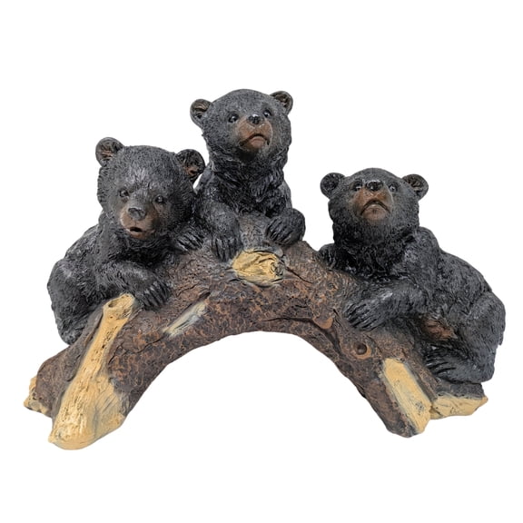 Rustic Bear in a Log Figurine - Woodland Bear Statue for Cabin and Lodge Forest Themed Home Décor