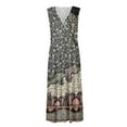 thumbnail image 4 of Robes Maxi d'Été pour Femmes, Robe d'Été pour Femmes Sans Manches à Col en V, Boho de Printemps à Fleurs, Taille Élastique, Volants, Robes Maxi, 4 of 5