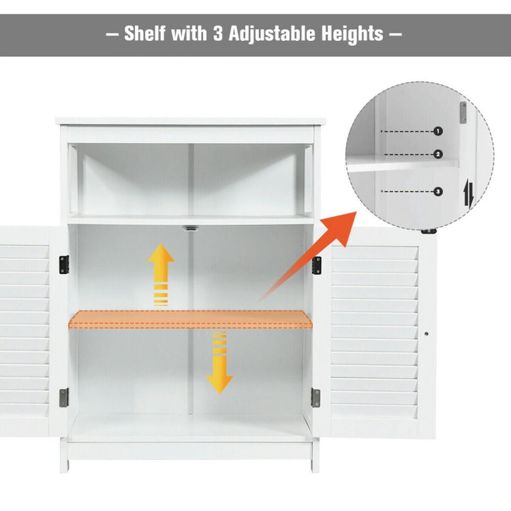 Finihen Bathroom Storage Cabinet, Bathroom Floor Cabinet, Wood Freestanding Bathroom Storage Cabinet with Double Shutter Door, for Bathroom, Living Room, Bedroom, Kitchen, White Finihen Bathroom Storage Cabinet, Bathroom Floor Cabinet, Wood Freestanding Bathroom Storage Cabinet with Double Shutter Door, for Bathroom, Living Room, Bedroom, Kitchen, White