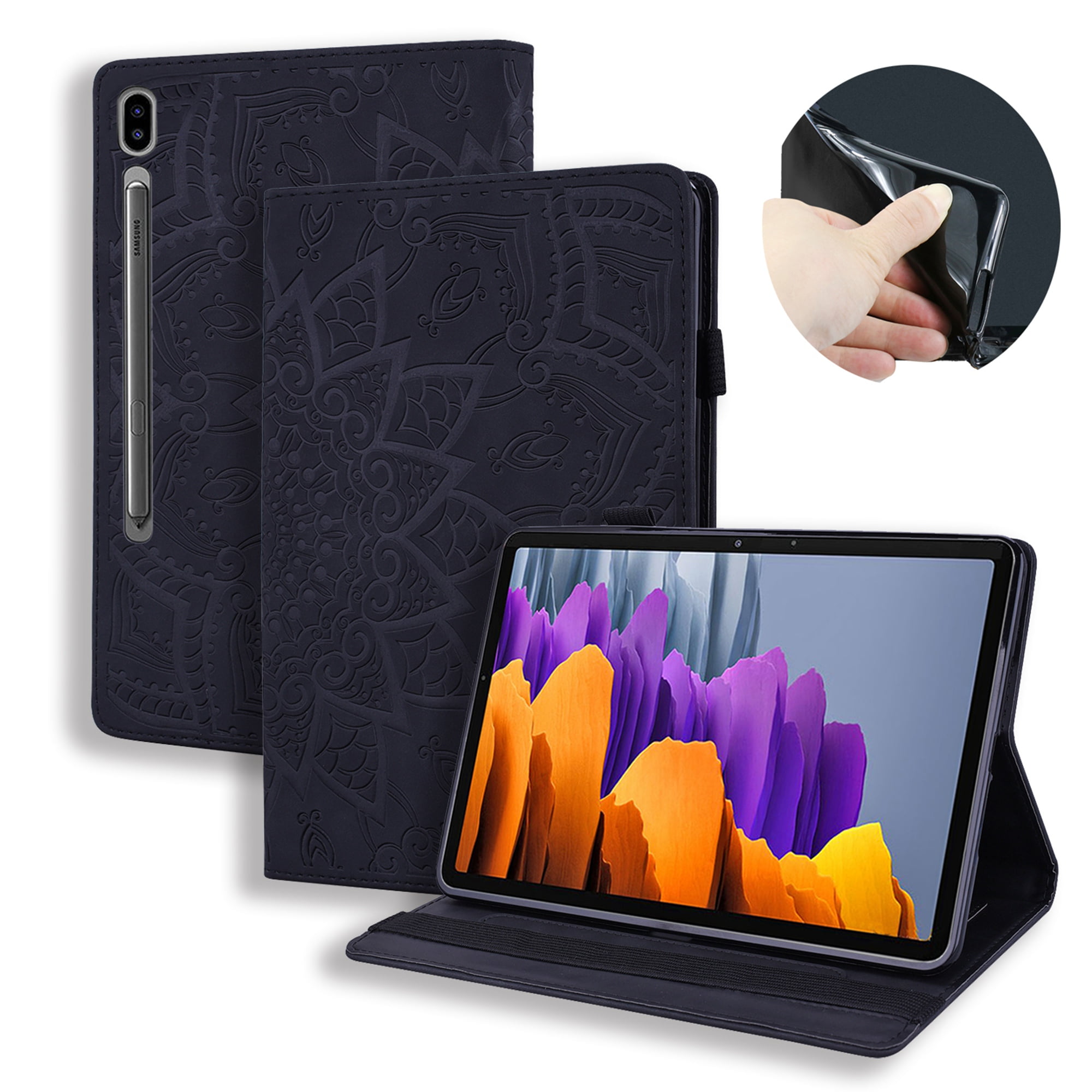 Galaxy Tab S7 Case, Dteck Muiltangle Standing Embossed PU Leather