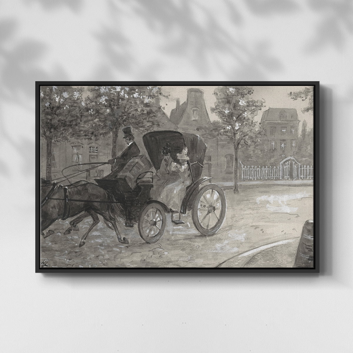Vintage Animal Print-XXVIII By Wexford Home Framed in Black Wood Gallery Wrapped Canvas 17 in. x 25 in.