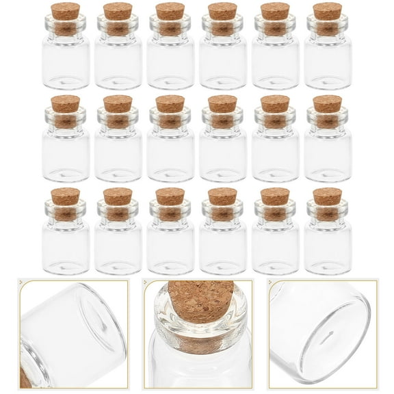 OUNONA  20 Pcs Small Bottles with Lids Party Cork Glass Baby