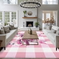 thumbnail image 3 of Spring Flowers Bow Large Area Rugs 6x9 ft Sweet Pink White Plaid Washable Rug Non Slip Indoor Carpet Absorbent Floor Mat for Living Room Bedroom Dining Room, 3 of 9