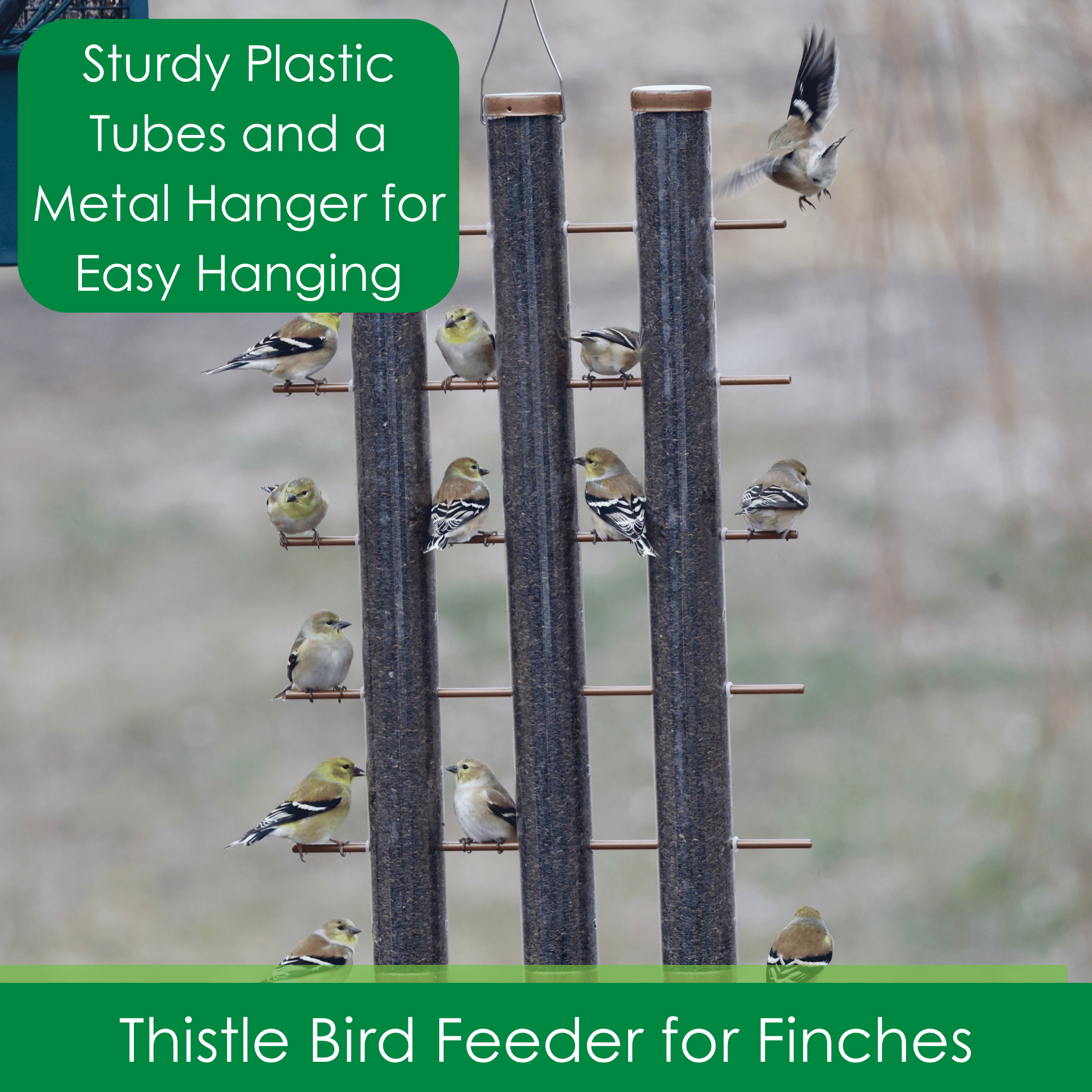 Songbird Essentials Bird Feeder Bird Seed Thistle Finch Feeder 3 Tube Copper