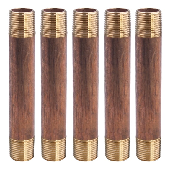 LTWFITTING Brass Pipe 4" Long Nipple Fitting 3/8 Male NPT Air Water(Pack of 5)