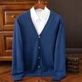 thumbnail image 3 of BROWON Brand Mens Sweater Cardigan Business Casual Classic V-neck Solid Color Cardigan Men Sweater Korean Fashion Mens Clothes, 3 of 5