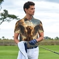 thumbnail image 3 of Pofeuu Cloud Rainbow Winged Dog Print Men's Loose Fit Midweight Short-Sleeve Pocket Polo-Medium, 3 of 6
