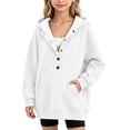 thumbnail image 2 of Luhomi Oversized Sweatshirt for Girls Button up Long Sleeve Pullover Hoodie Kids Fall Winter Fashion Clothes(White,13-14 Years), 2 of 7