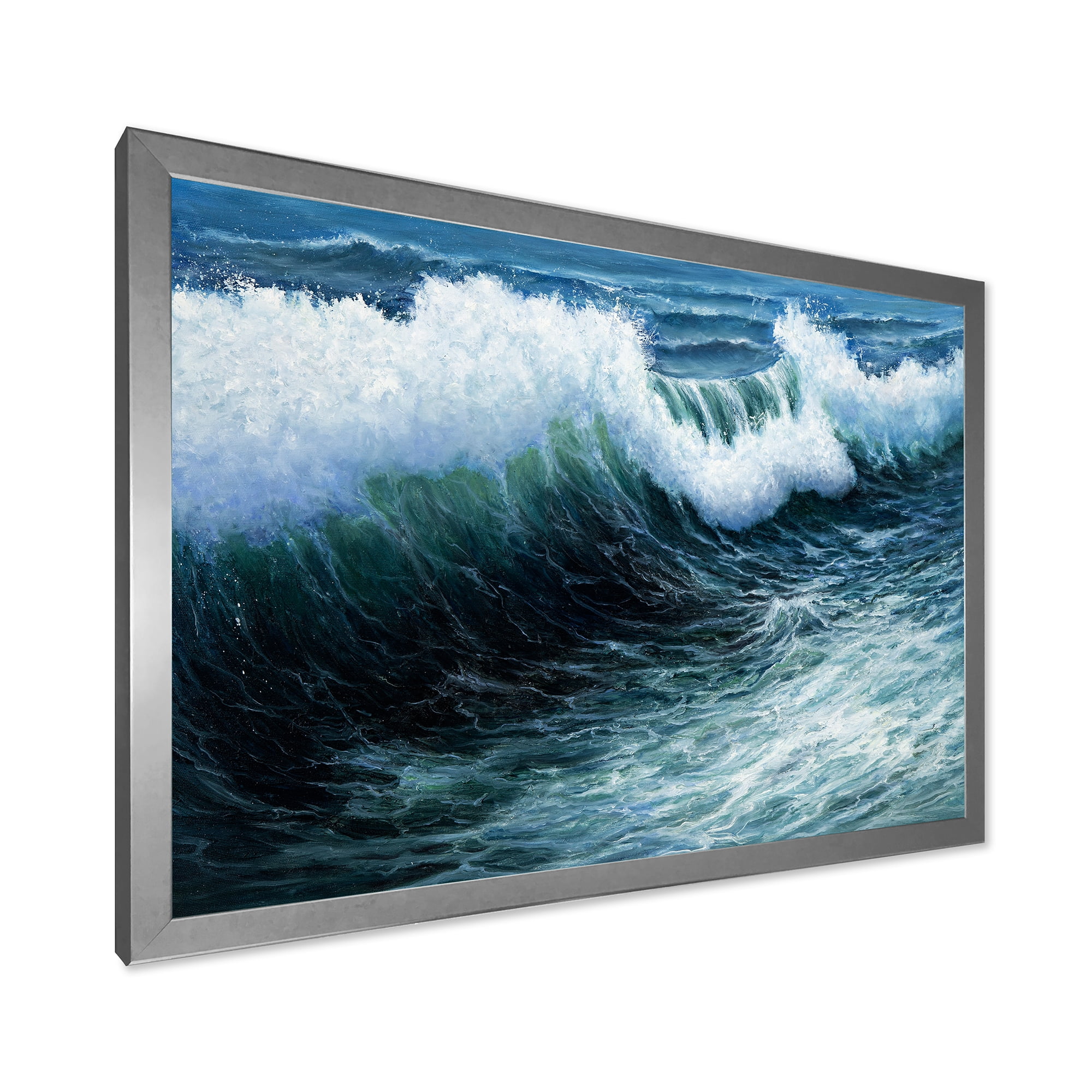 Designart 'The Ocean With Storm Waves' Nautical & Coastal Framed Art Print