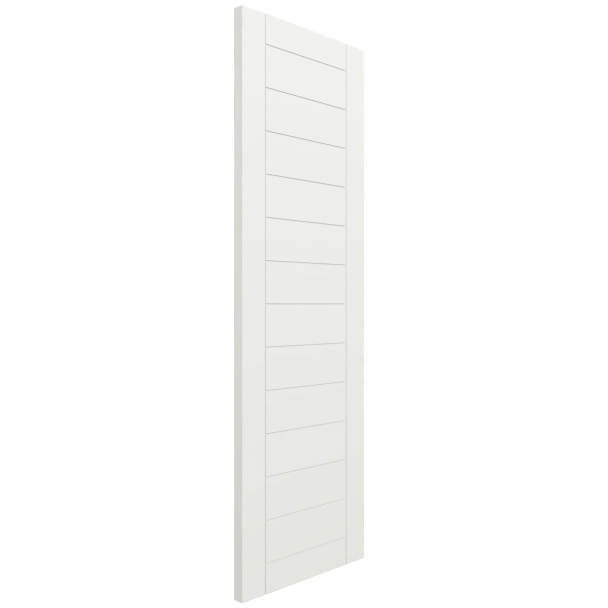 Ekena Millwork 18"W x 28"H True Fit PVC Horizontal Slat Framed Modern Style Fixed Mount Shutters, Unfinished (Per Pair - Hardware Not Included)