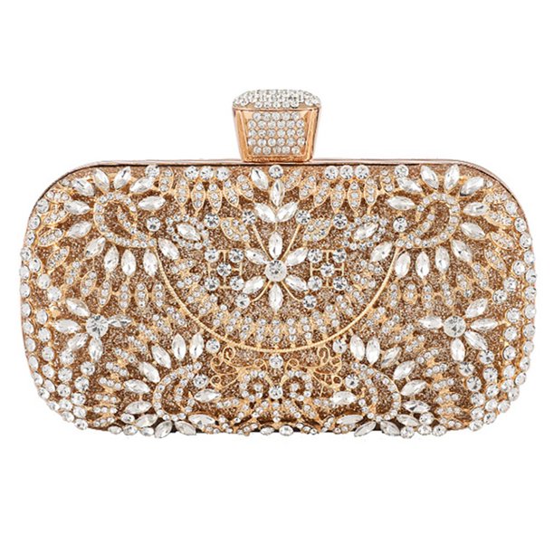 Women's Clutch Bag for Wedding Clutch Purse Chain Shoulder Bag Small Party with Handle Gold
