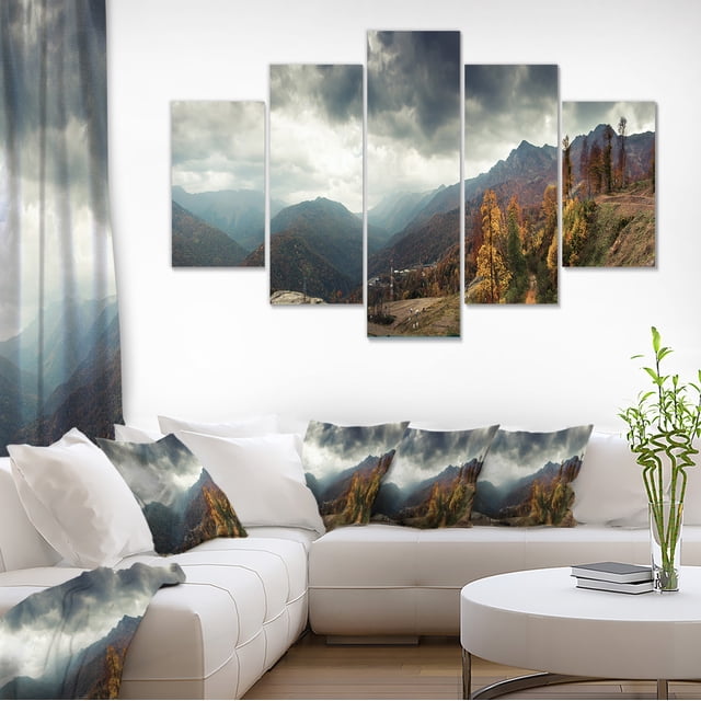 Caucasus Mountains White Panorama - Landscape Artwork Canvas