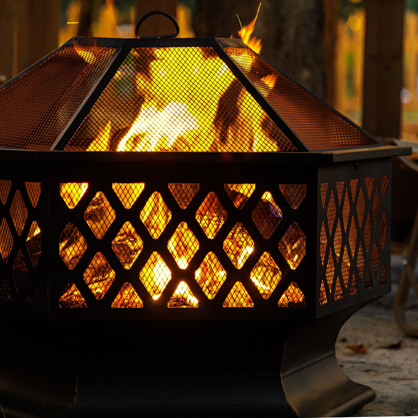 MistMo 33“ Hexagonal Outdoor Wood Burning Fire Pit
