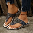 thumbnail image 2 of Womens Orthopedic Flip Flop Wedge Slides Sandals with Arch Support Comfortable Leather Walking Slip on Shoes, 2 of 5