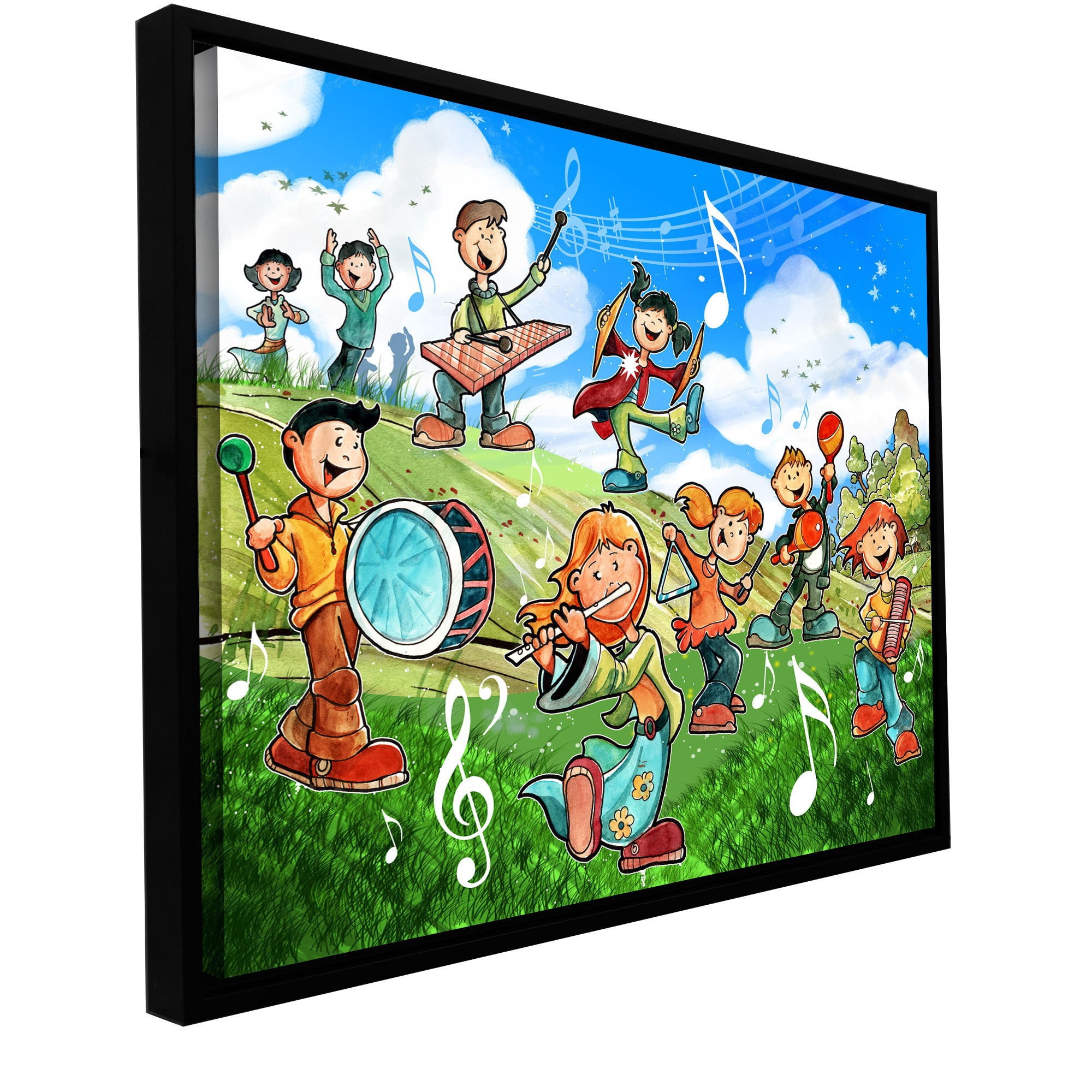Luis Peres "Music Kids" Floater-Framed Gallery-Wrapped Canvas