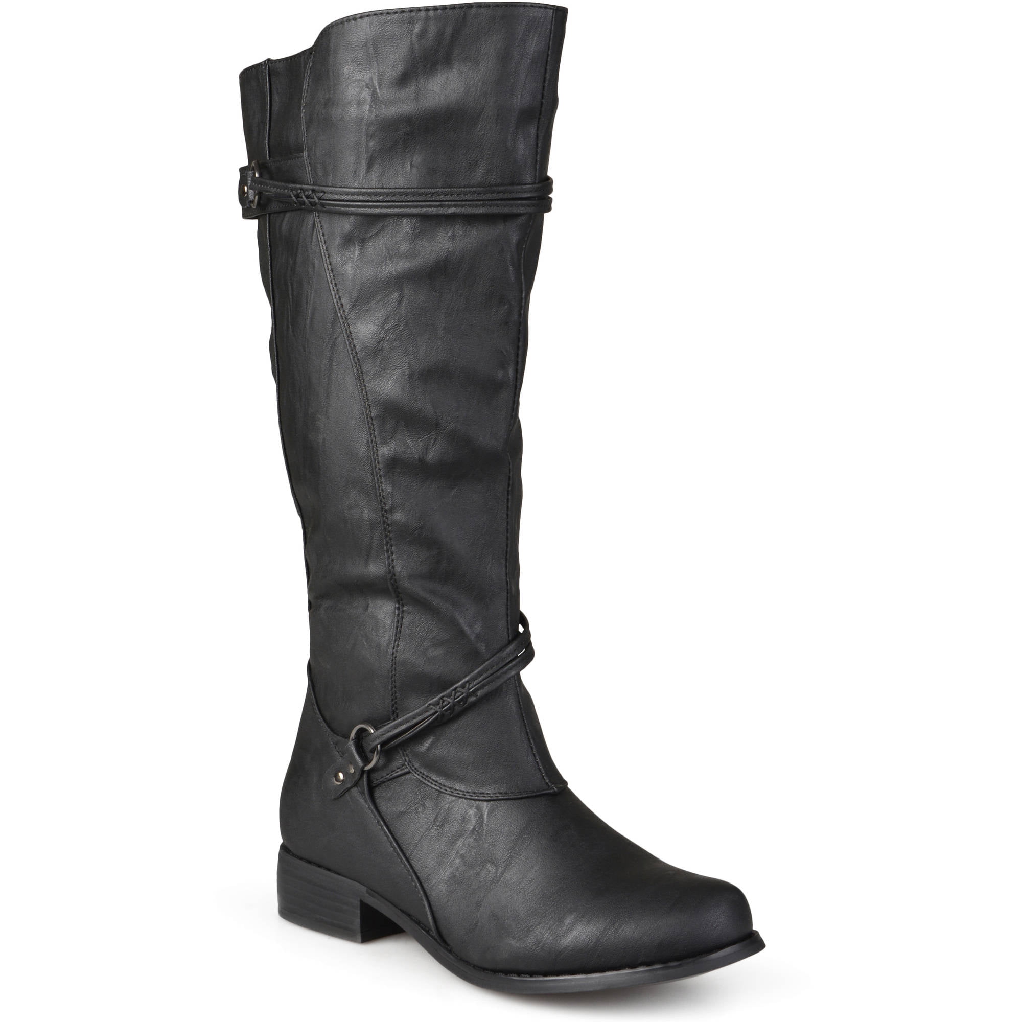 Brinley Co. - Women's Extra Wide Calf Knee High Faux Leather Riding ...