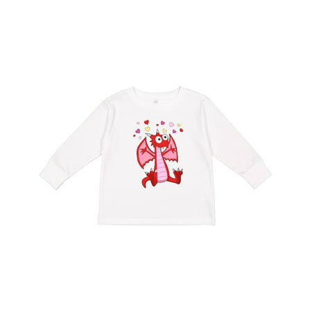 

Inktastic Happy Valentine Cute Red Cartoon Dragon with Hearts Gift Toddler Boy or Toddler Girl Long Sleeve T-Shirt