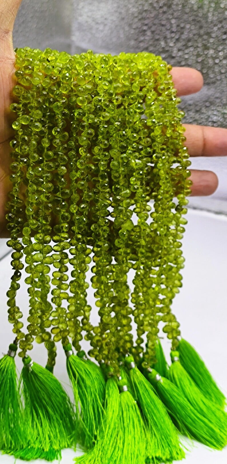 AAA Natural Peridot Faceted 4x6mm Teardrop Beads, AA+ Quality Green Gemstone Drops 8 Inch long For Jewelry Making Like Necklace , Bracelets, Earrings Gift for Mom