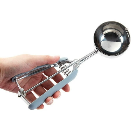 

Comfy Grip 4 Ounce Ice Cream Scooper 1 Spring-Loaded Melon Ball Scoop - #8 Built-In Blade Gray Stainless Steel Cookie Baller Dishwasher-Safe Heavy-Duty