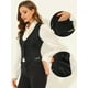 thumbnail image 2 of Chaleco vintage para mujer con botones Steampunk Jacquard sin mangas Negro XS, 2 of 5