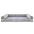thumbnail image 6 of FurHaven Pet Products Faux Fur & Velvet Memory Top Sofa Pet Bed for Dogs & Cats - Smoke Gray, Jumbo, 6 of 12