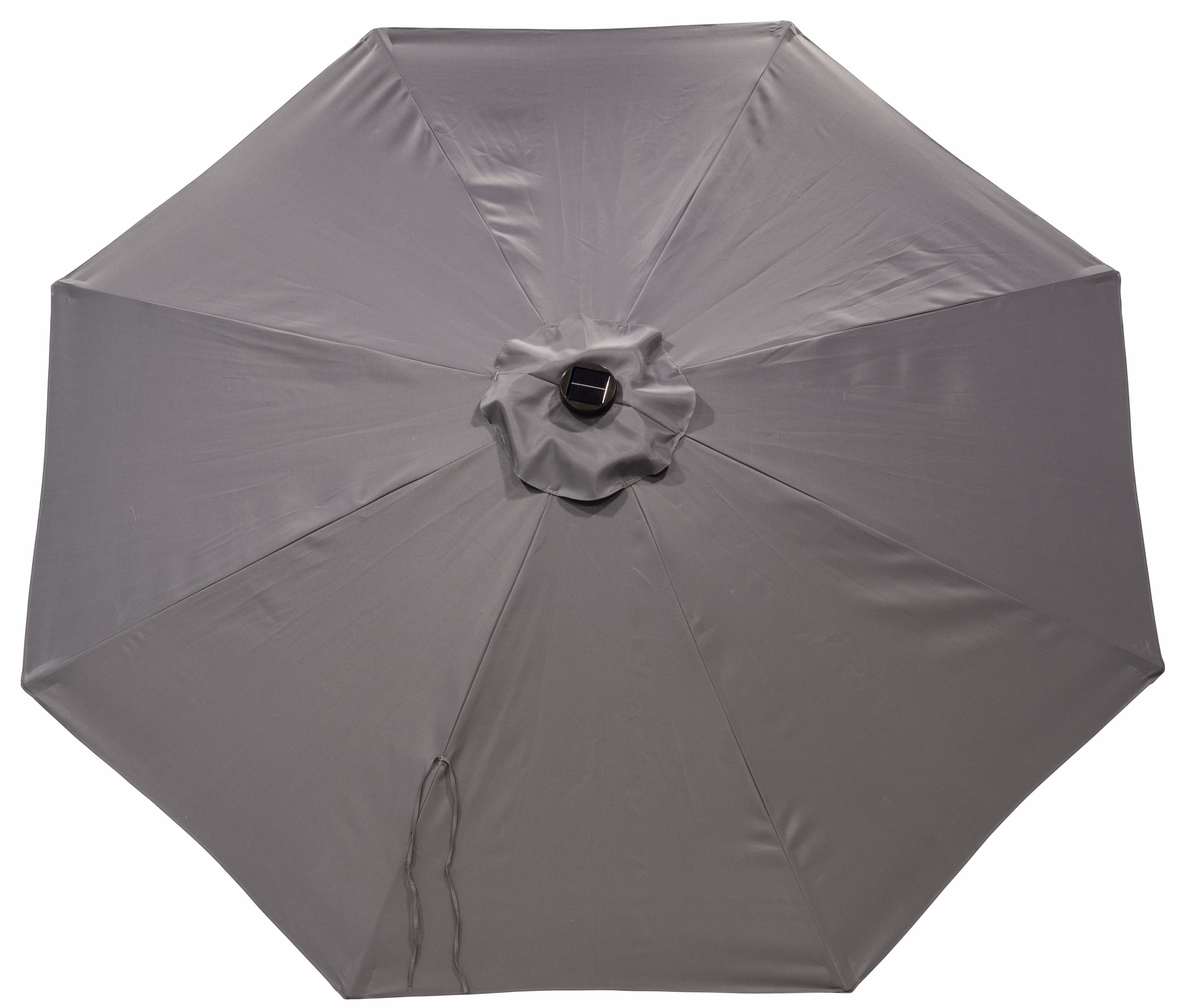 Donglin 93.5" Gray Octagon Market and Lighted Patio Umbrella with Solar Lights