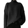 thumbnail image 3 of QUYUON Christmas Sweaters Clearance Women's Turtleneck Oversized Sweaters Fall Long Sleeve Tunic Pullover Sweater Knit Tops Casual Loose Winter Warm Thick Sweater Jumper Shirts Black S, 3 of 6