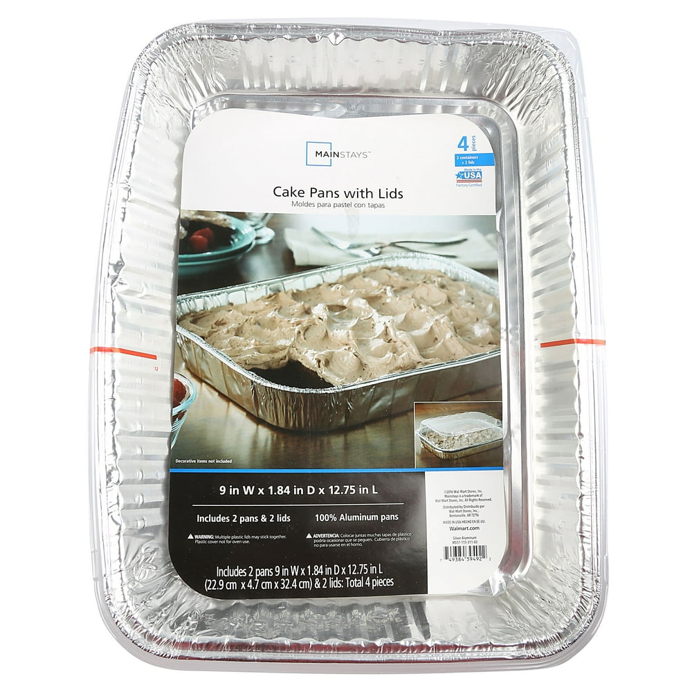 Mainstays Aluminum Cake Pan with Lid, 2 Count