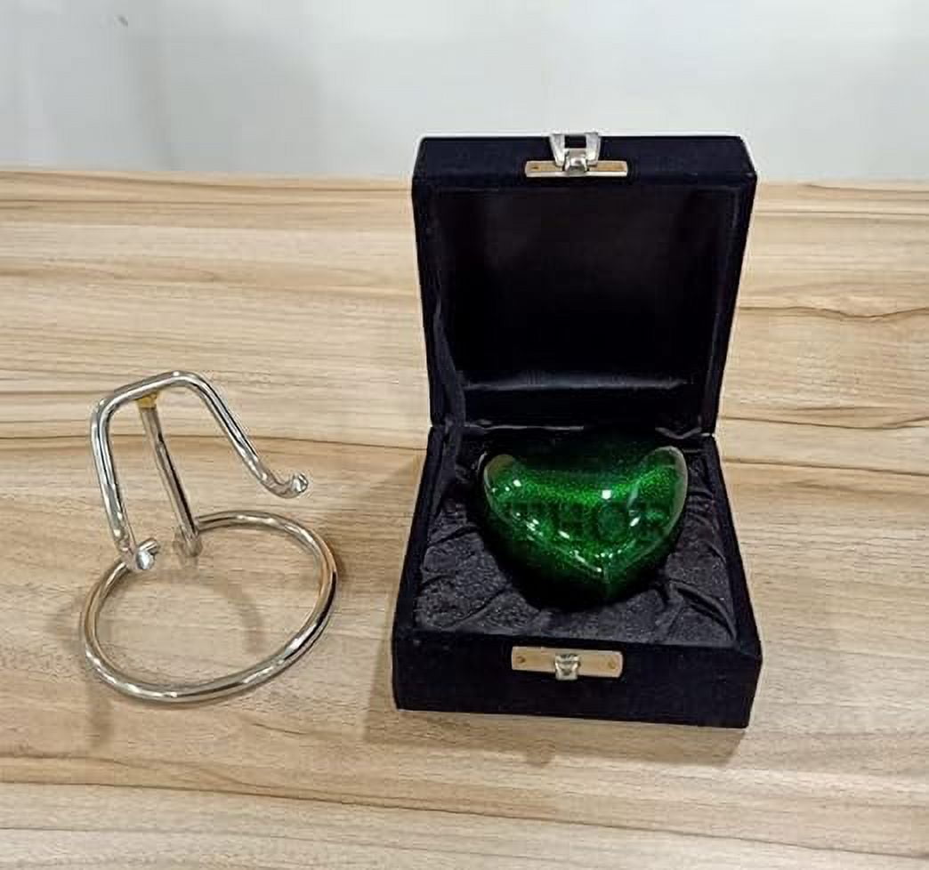 Brass Heart Forever Cremation Keepsake Urns for Human Ashes Beautiful Small Urns Green Color with Premium Case Handcrafted Cremation Urns for Ashes A Lasting Tribute to Your Loved One
