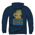 thumbnail image 3 of Garfield Never Wrong (Back Print) Adult Zipper Hoodie Sweatshirt Navy, 3 of 3