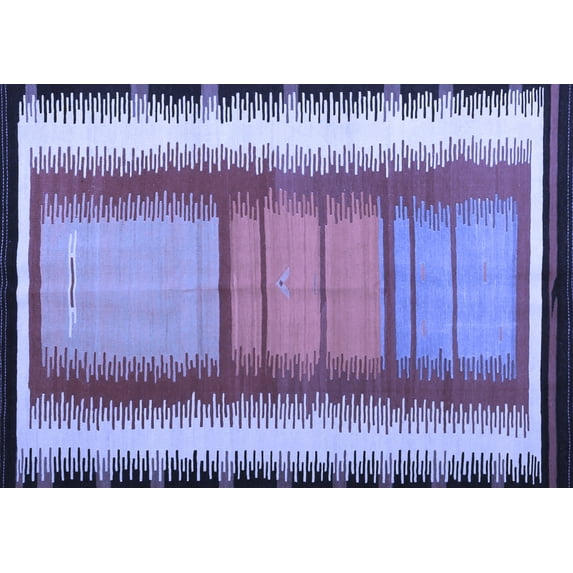 Ahgly Company Machine Washable Indoor Rectangle Southwestern Blue Country Area Rugs, 5' x 7'